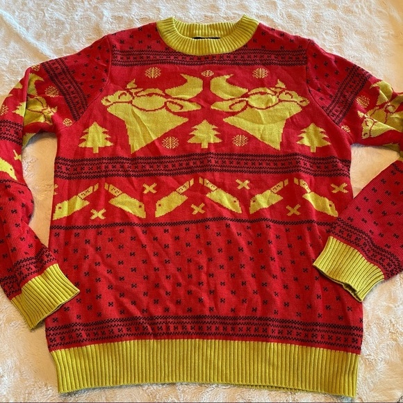 Tipsy Elves Large Angel Red Gold Ugly Christmas Sweater - Picture 8 of 9